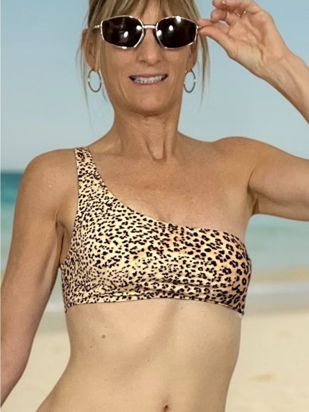 Ulla Johnson Reina Bikini Top P US XS Snow Leopard One Shoulder NEW
